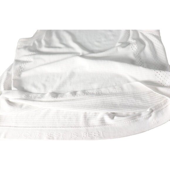 Lululemon Women's US4 White Tank Top Nylon Stretch Stripe Crew Laser Cut Shirt - Picture 3 of 6